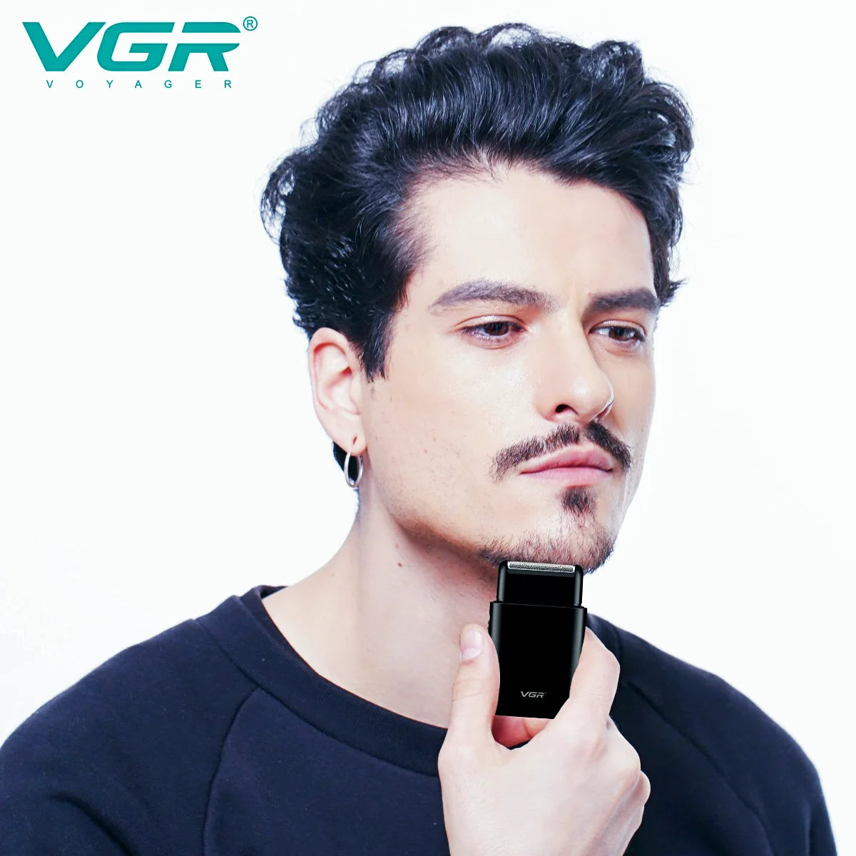 Electric Shaver Professional Beard Trimmer Razor Portable Mini Shaver Reciprocating Shaving 2 Blade USB Charge for Men V-390